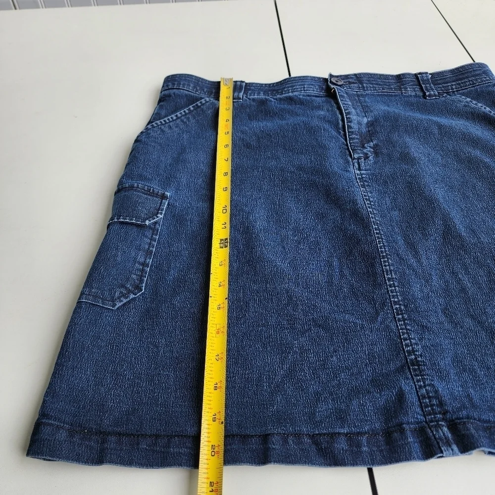 Riders by Lee Denim Jean Skirt Women's Blue Sz 18 Medium Cargo Pockets Stretch